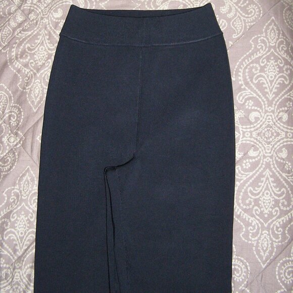 NEW size L Victoria Beckham Ribbed Leggings NAVY BLUE Color - Picture 4 of 16